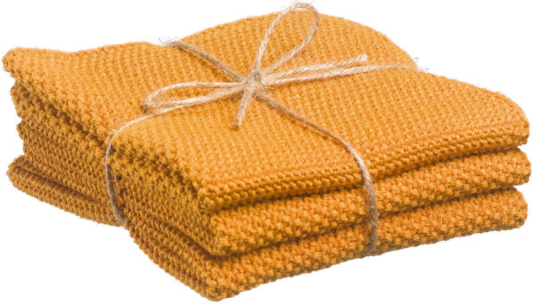 Lot de 3 essuie-mains tricotés Izan recyclés Tournesol 25 x 25 Essuie-mains La Vallée du blanc