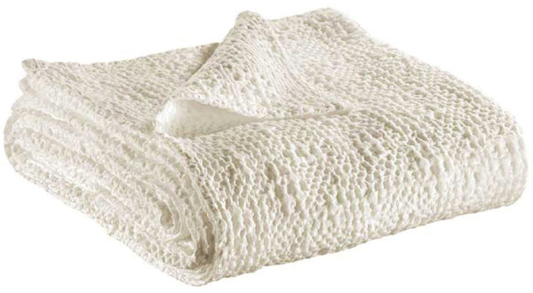 Jeté stonewashed Tana Craie 280 x 260 Jetés de lit La Vallée du blanc