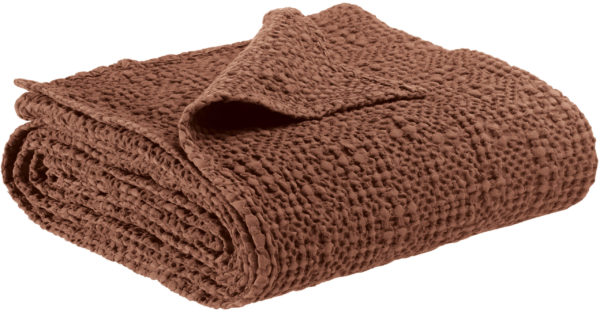 Jeté stonewashed Tana Tabac 240 x 260 Jetés de lit La Vallée du blanc