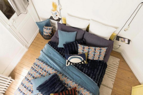 Jeté de lit Alice Marine 240 x 260 Jetés de lit La Vallée du blanc