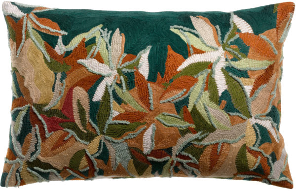 Coussin brodé Alina Pétrole 40 x 65 Coussins La Vallée du blanc