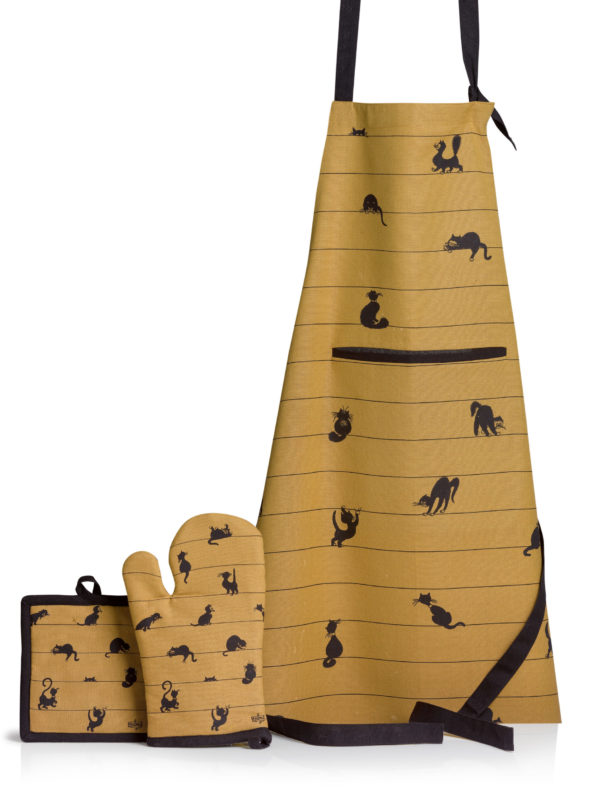 Tablier de cuisine Dubout Partition de chats Cannelle 72 x 85 Tabliers La Vallée du blanc