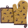 Lot gant de cuisine/manique Dubout Partition de chats Cannelle 18 x 28