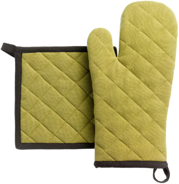 Lot gant de cuisine/manique recyclé Grace Kaki 15 x 32 Gants de cuisine et maniques La Vallée du blanc