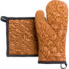 Lot gant de cuisine/manique recyclé Grace Caramel 15 x 32