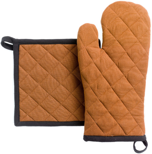 Lot gant de cuisine/manique recyclé Grace Caramel 15 x 32 Gants de cuisine et maniques La Vallée du blanc