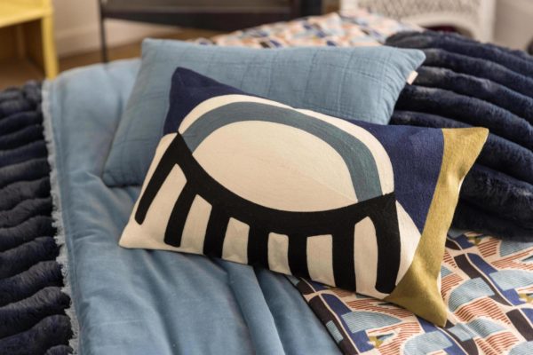 Coussin brodé Farel Acier 30 x 50 Coussins La Vallée du blanc