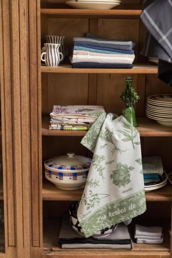 Torchon jacquard Herbes de provence Vert 50 x 70 Torchons La Vallée du blanc