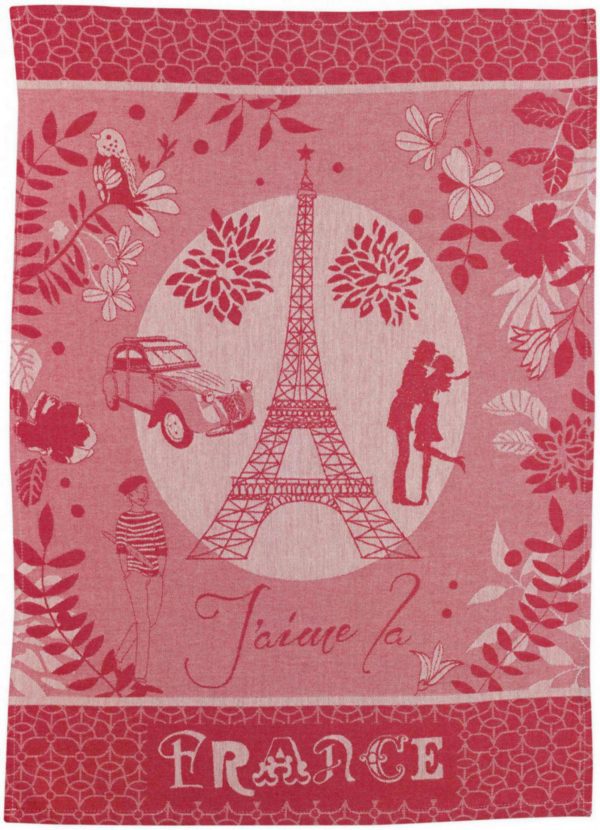 Torchon jacquard Tour Eiffel Rouge 50 x 70 Torchons La Vallée du blanc