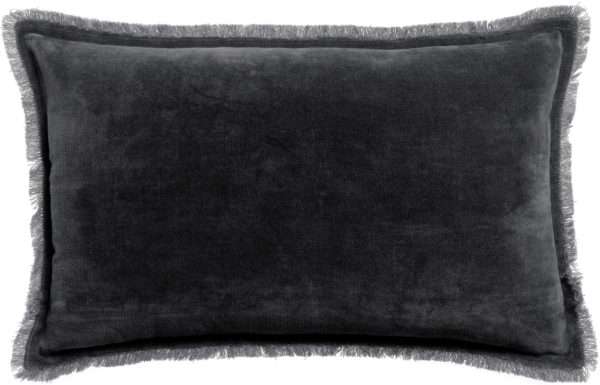 Coussin uni Fara Caviar 30 x 50 Coussins La Vallée du blanc