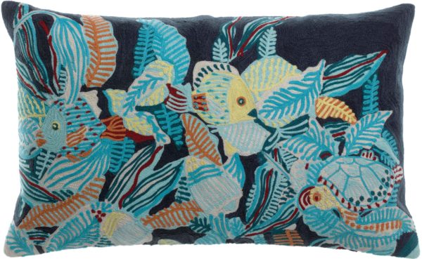 Coussin brodé Dori Marine 30 x 50 Coussins La Vallée du blanc