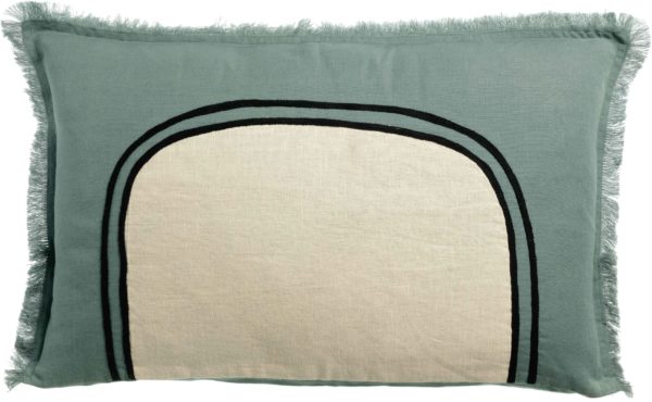 Coussin bicolore Laly Prusse 40 x 65 Coussins La Vallée du blanc