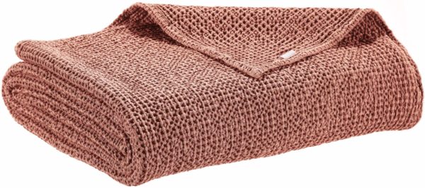 Jeté de lit recyclé Maia Terracotta 260 x 260 Jetés de lit La Vallée du blanc