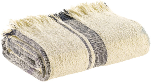 Plaid jacquard Jane Multico marine 130 x 160 Plaids La Vallée du blanc