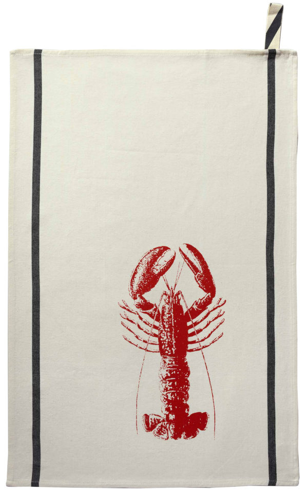 Torchon Homard rouge Corail Ecru 70 x 50 Torchons La Vallée du blanc