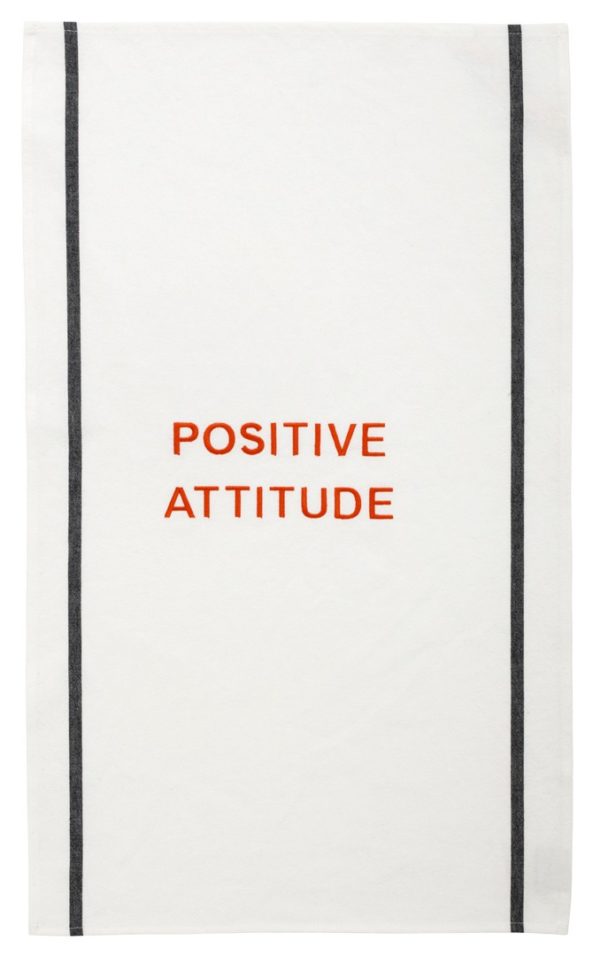 Torchon Positive Attitude Tangerine Blanc 80 x 50 Torchons La Vallée du blanc