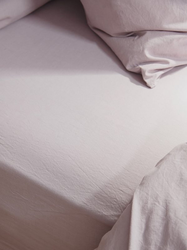 Drap housse Céleste Poivre rose 200 x 90 Draps housses La Vallée du blanc
