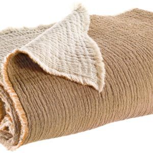 Jeté Emilio Cuivre 240×260 coton recyclé La Vallée du blanc Jeté Emilio Cuivre 240×260 coton recyclé Jetés de lit La Vallée du blanc