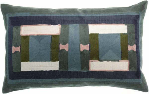Coussin brodé Taho Vert de gris 40 x 65 Coussins La Vallée du blanc