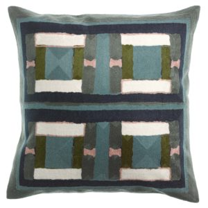 Coussin brodé Taho Vert de gris 45 x 45 Coussins La Vallée du blanc
