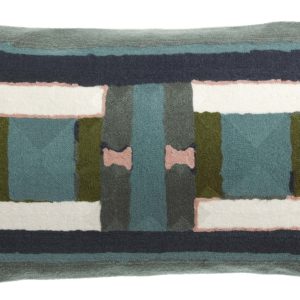 Coussin brodé Taho Vert de gris 30 x 50 Coussins La Vallée du blanc