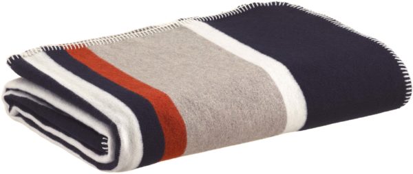 Plaid jacquard recyclé Gioia Marine 140 x 185 Plaids La Vallée du blanc