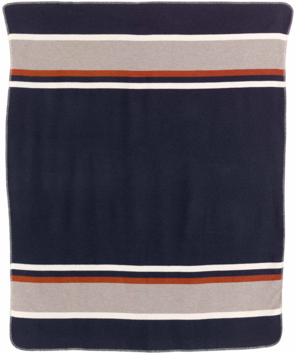Plaid jacquard recyclé Gioia Marine 140 x 185 Plaids La Vallée du blanc