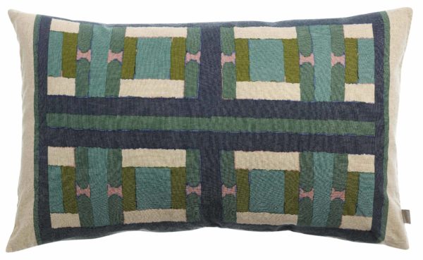 Coussin imprimé Taho Vert de gris 40 x 65 Coussins La Vallée du blanc