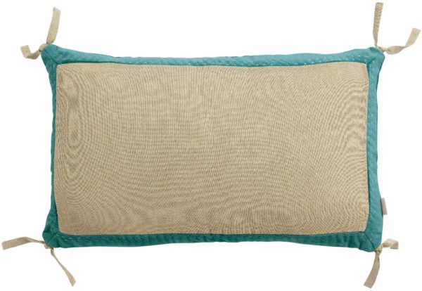 Coussin Elise Chambray Vert de gris 30 x 50 Coussins La Vallée du blanc