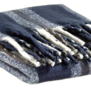 Plaid recyclé Isabel rayé Marine 130 x 160 Plaids La Vallée du blanc