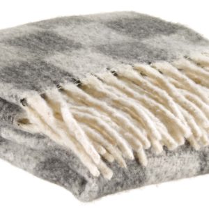 Plaid recyclé Isabel damier Ardoise 130 x 160 Plaids La Vallée du blanc