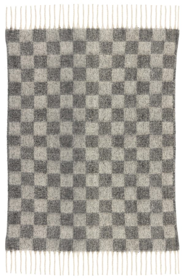 Plaid recyclé Isabel damier Ardoise 130 x 160 Plaids La Vallée du blanc