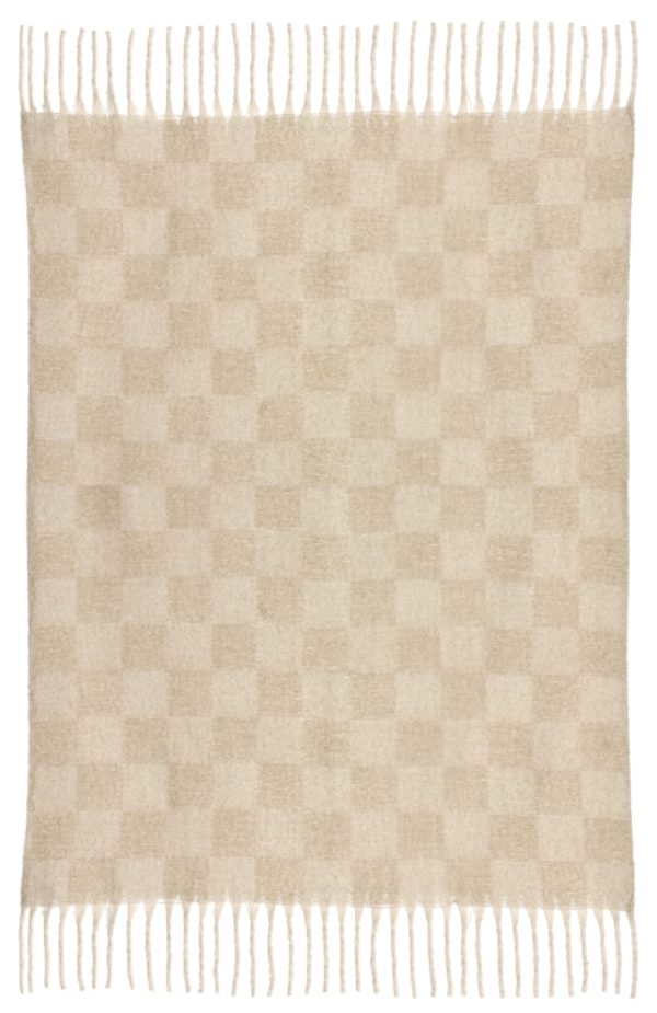 Plaid recyclé Isabel damier Nuage 130 x 160 Plaids La Vallée du blanc