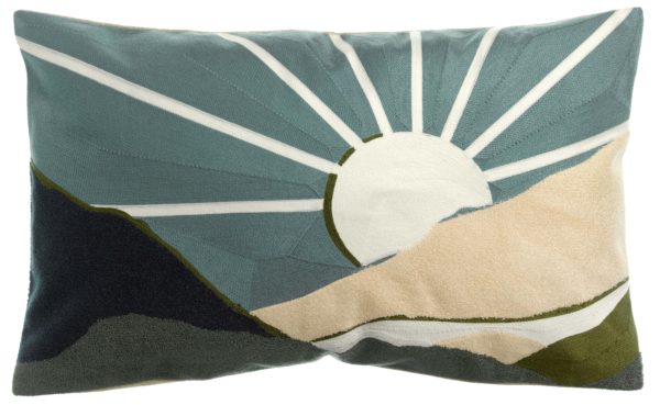 Coussin brodé Elie Vert de gris 40 x 65 Coussins La Vallée du blanc