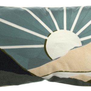 Coussin brodé Elie vert de gris 40×65 coton Coussins La Vallée du blanc