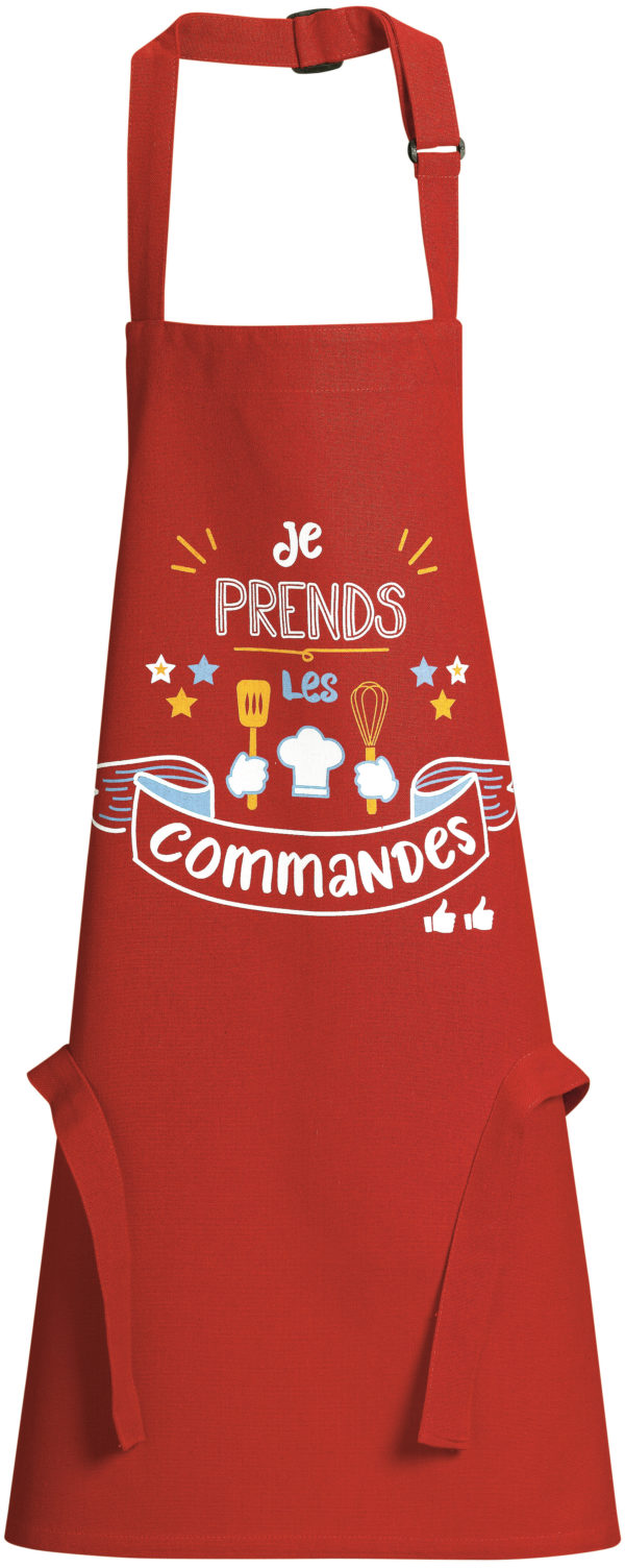 Tablier de cuisine enfant Je prends les commandes Rouge 52 x 63 Tabliers La Vallée du blanc
