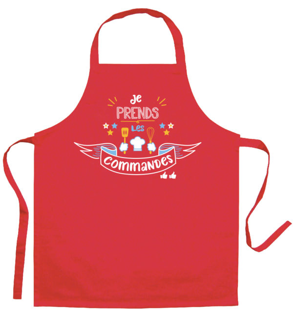 Tablier de cuisine enfant Je prends les commandes Rouge 52 x 63 Tabliers La Vallée du blanc