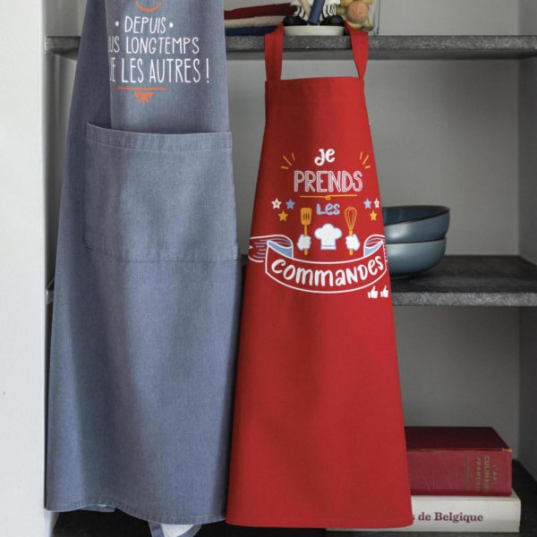 Tablier de cuisine enfant Je prends les commandes Rouge 52 x 63 Tabliers La Vallée du blanc
