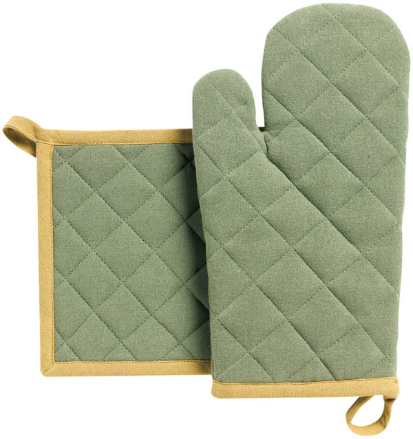 Lot gant de cuisine/manique recyclé Grace Matcha 15 x 32 Gants de cuisine et maniques La Vallée du blanc
