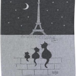 Torchon jacquard Chats Tour Eiffel Ombre 50 x 70 Torchons La Vallée du blanc