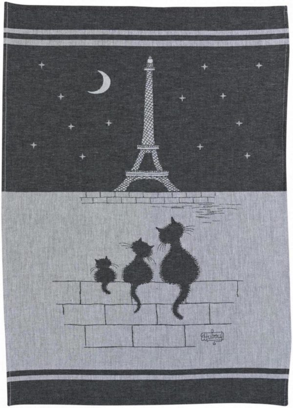 Torchon jacquard Chats Tour Eiffel Ombre 50 x 70 Torchons La Vallée du blanc