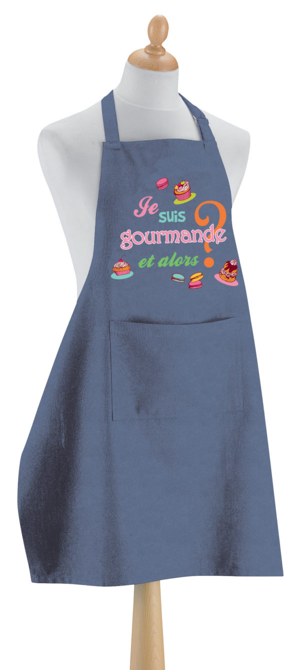 Tablier de cuisine Je suis gourmande Jeans 90 x 72 Tabliers La Vallée du blanc