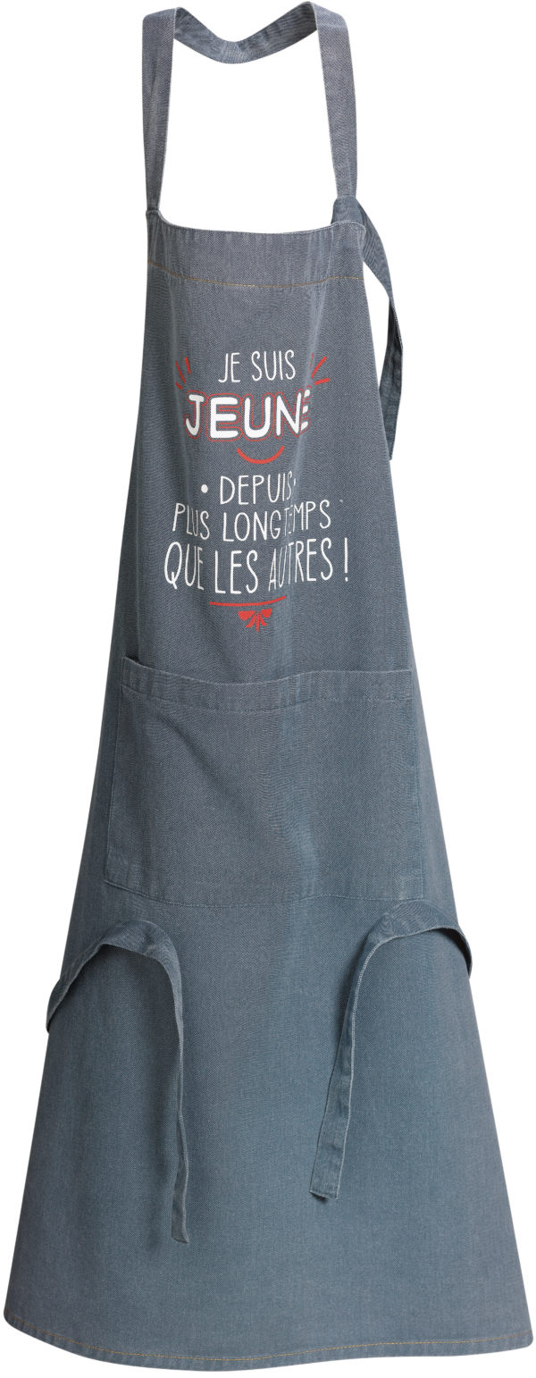 Tablier de cuisine Je suis jeune Jeans 72 x 90 Tabliers La Vallée du blanc