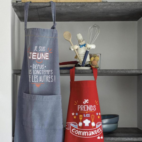 Tablier de cuisine Je suis jeune Jeans 72 x 90 Tabliers La Vallée du blanc