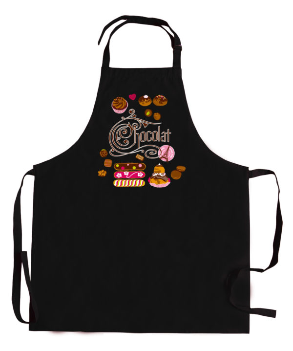 Tablier de cuisine sans poche Éclairs recyclé Noir 72 x 90 Tabliers La Vallée du blanc