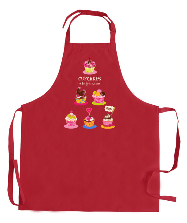 Tablier de cuisine sans poche Cupcake recyclé Rouge 72 x 90 Tabliers La Vallée du blanc
