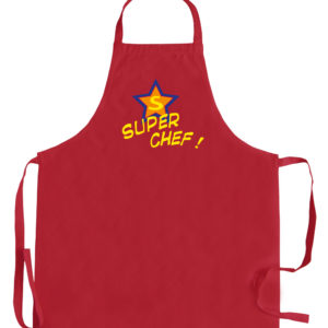 Tablier de cuisine adulte sans poche Super Chef recyclé Rouge 72 x 90 Tabliers La Vallée du blanc