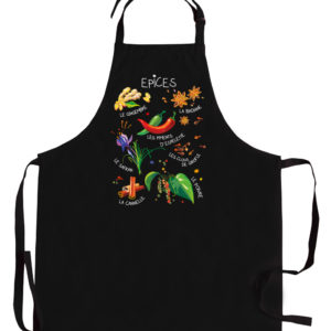 Tablier de cuisine sans poche Épices recyclé Noir 72 x 90 Tabliers La Vallée du blanc