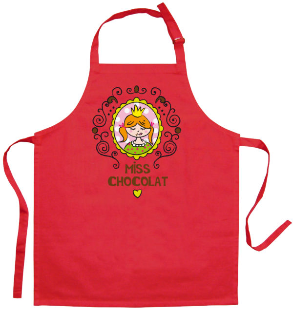 Tablier de cuisine enfant Miss Chocolat recyclé Rouge 52 x 63 Tabliers La Vallée du blanc