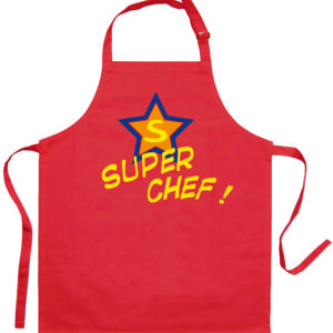 Tablier de cuisine enfant Super Chef recyclé Rouge 52 x 63 Tabliers La Vallée du blanc